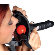 Zado Læder Hovedseletøj med Dildo Gag