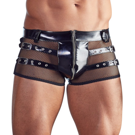 Black Level Lak Pants med Lynlås og Net