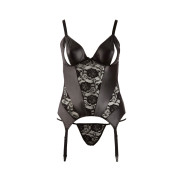 Cottelli Plus Size Wetlook Hofteholder Sæt med Åben BH