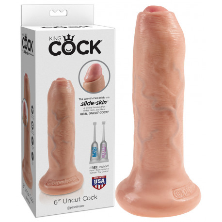 King Cock Uncut Realistisk Sugekop Dildo med Forhud