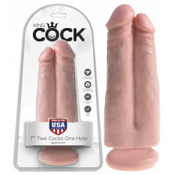 King Cock Two Cocks One Hole 2 i 1 Dildo med Sugekop