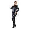Cottelli Langærmet Wetlook Catsuit med Lynlås