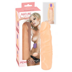 Nature Skin Penis Sleeve med Vibrator Æg