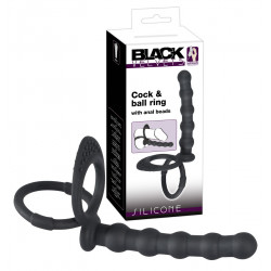 Black Velvets Testikel- og Penisring med Analkugler Black Velvets Testikel- og Penisring med Analkugler