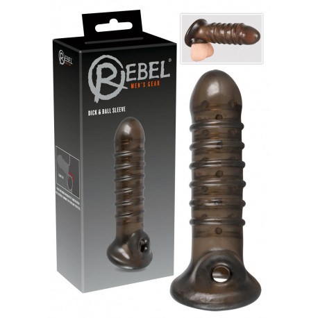 Rebel Penis Sleeve med Rillet Skaft og Testikelåbning