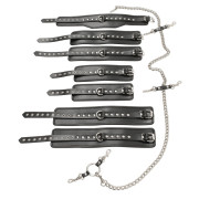 Metal Lænkesæt med Læder Manchetter