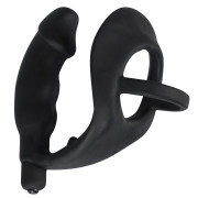 Black Velvets Silikone Testikel Penisring og Anal Vibrator