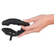 Black Velvets Silikone Testikel Penisring og Anal Vibrator