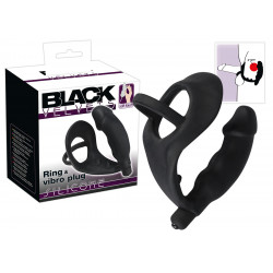 Black Velvets Silikone Testikel Penisring og Anal Vibrator