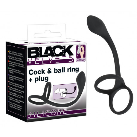 Black Velvets Dobbelt Penisring med Buttplug