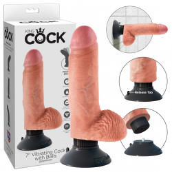 King Cock Formbar Sugekop Dildo Vibrator med Testikler King Cock Formbar Sugekop Dildo Vibrator med Testikler