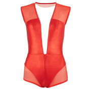 Cottelli Wetlook Bodystocking med Dyb V-Udskæring