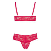 Cottelli Plus Size Blød Blonde BH og Bundløs Trusse