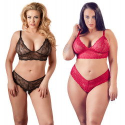 Cottelli Plus Size Blød Blonde BH og Bundløs Trusse Cottelli Plus Size Blød Blonde BH og Bundløs Trusse