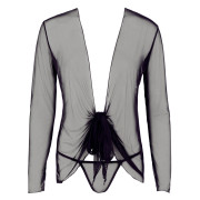 Cottelli Transparent Slå-Om-Bluse med G-Streng