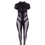 Cottelli Plus Size Wetlook Catsuit med Mesh