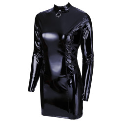 Black Level Kort Lak Kjole med Lange Ærmer