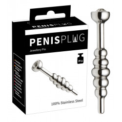 Stål Penis Plug med Riller og Smykkesten