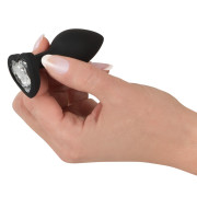 Silikone Butt Plug med Smykkesten i Hjerteform