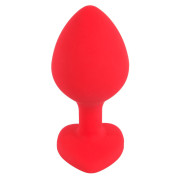 Silikone Butt Plug med Smykkesten i Hjerteform