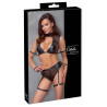 Cottelli Bondage Wetlook Teddy Sæt med Manchetter