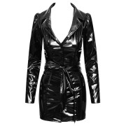 Black Level Lak Kjole med Lange Ærmer og Bælte