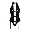 Black Level Lak Bodystocking med Strømpeholdere