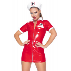 Black Level Lak Sygeplejerske Uniform Rød