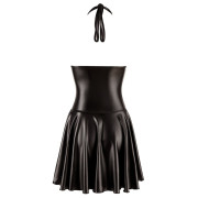 Noir Handmade Wetlook Kjole med Flagrende Nederdel