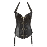 Zado Læder Strap Corsage med Strømpeholdere