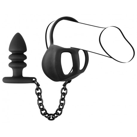 Black Velvets Ball Cage med Buttplug