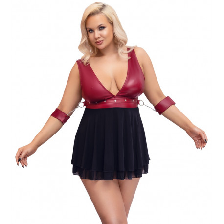 Cottelli Bondage Plus Size Babydoll med Røde Manchetter