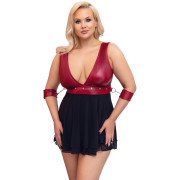 Cottelli Bondage Plus Size Babydoll med Røde Manchetter