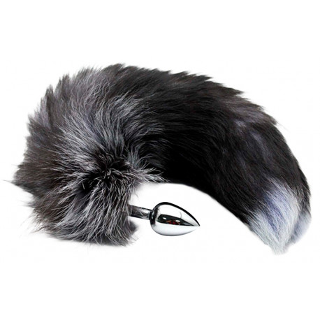 Alive BDSM Line Black And Withe Fox Tail Metal Butt Plug