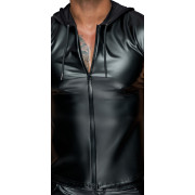 Noir Handmade Bluse i Wetlook med Hætte