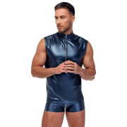 NEK Bluse Metallisk Mat Blå Look