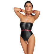 Cottelli Bondage Bundløs Bodystocking med Røde Manchetter