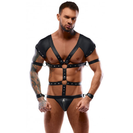 Svenjoyment Bondage Bodysuit Harness med 4 Manchetter