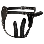 Zado Læder trusse med 3 Dildoer
