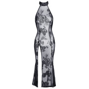 Noir Handmade Blomstret Lang Gennemsigtig Kjole