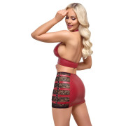 Cottelli Top og Nederdel med Blonder i Rødt Wetlook