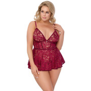 Cottelli Curves Babydoll med Røde Blonder