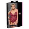 Cottelli Curves Rød Bundløs Blonde Bodystocking
