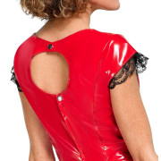 Black Level Rød Lak Kjole med Blonde Frynser