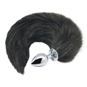 Alive BDSM Line Black And Withe Fox Tail Metal Butt Plug