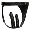 Zado Læder G-Streng med 2 Latex Dildoer