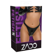 Zado Læder G-Streng med 2 Latex Dildoer