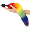 Flutty Tail Regnbue Farvet Anal Plug med Lang Hale