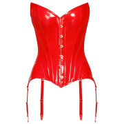 Black Level Rød Lang Lak Corsage med Strømpeholder