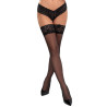 Cottelli Sorte Selvsiddende Strømper med Blondekant